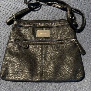 Nine West Black Textured Crossbody Bag with Front Zip